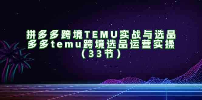 拼多多跨境TEMU实战与选品，多多temu跨境选品运营实操（33节）-夜影资源