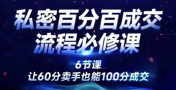 私密百分百成交流程线上训练营，绝对成交，让60分卖手也能100分成交-夜影资源