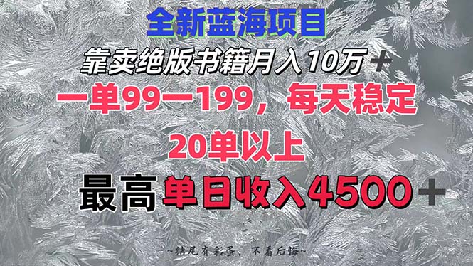 （12512期）靠卖绝版书籍月入10W+,一单99-199，一天平均20单以上，最高收益日入4500+-夜影资源