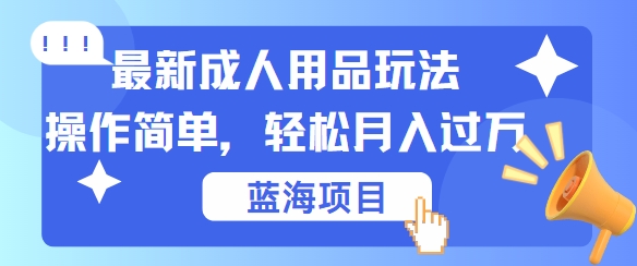最新成人用品项目玩法，操作简单，动动手，轻松日入几张【揭秘】-夜影资源