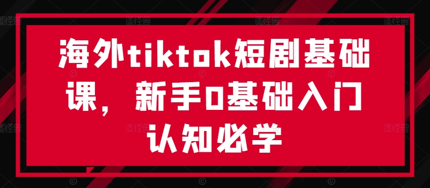 海外tiktok短剧基础课，新手0基础入门认知必学-夜影资源