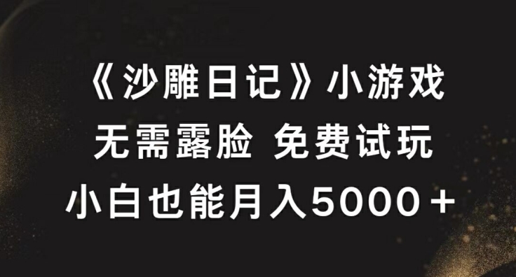 《沙雕日记》小游戏，无需露脸免费试玩，小白也能月入5000+【揭秘】-夜影资源
