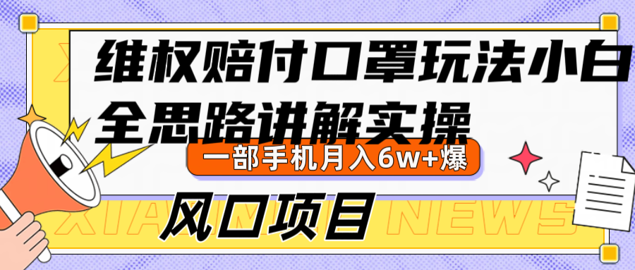 维权赔付口罩玩法，小白也能月入6w+，风口项目实操-夜影资源