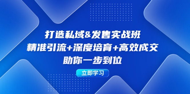 打造私域&发售实操班：精准引流+深度培育+高效成交，助你一步到位-夜影资源