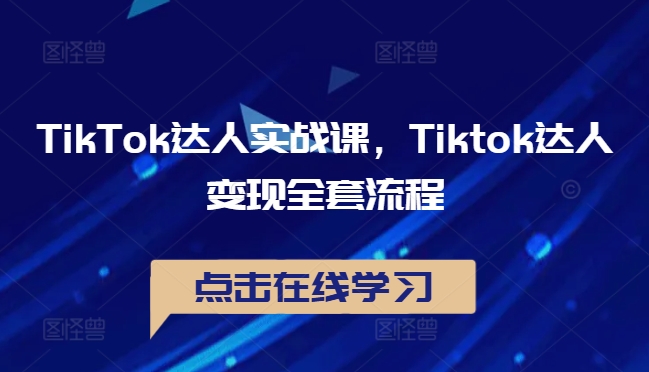 TikTok达人实战课，Tiktok达人变现全套流程-夜影资源