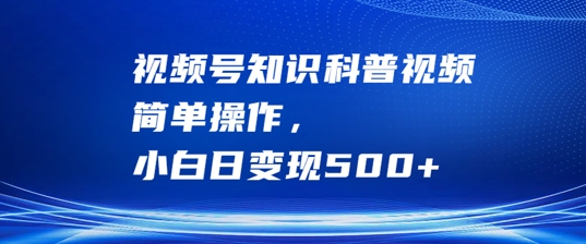 视频号知识科普视频，简单操作，小白日变现500+【揭秘】-夜影资源
