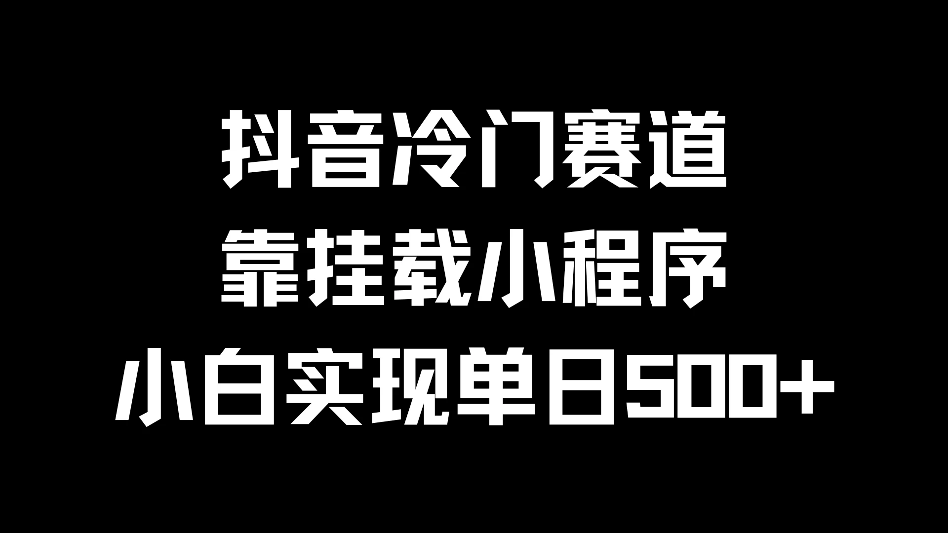 抖音冷门赛道，靠挂载小程序，小白实现单日500+-夜影资源