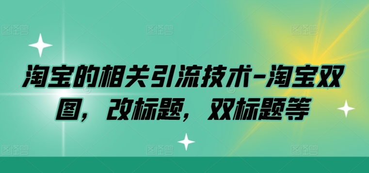 淘宝的相关引流技术-淘宝双图，改标题，双标题等-夜影资源