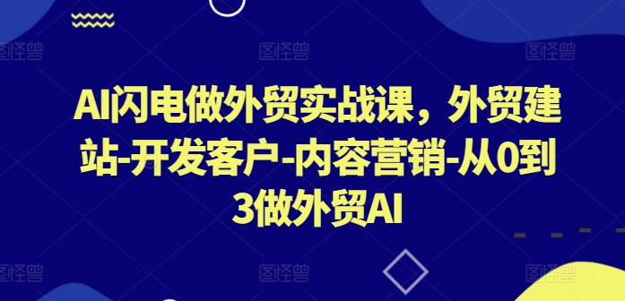 AI闪电做外贸实战课，​外贸建站-开发客户-内容营销-从0到3做外贸AI(更新)-夜影资源