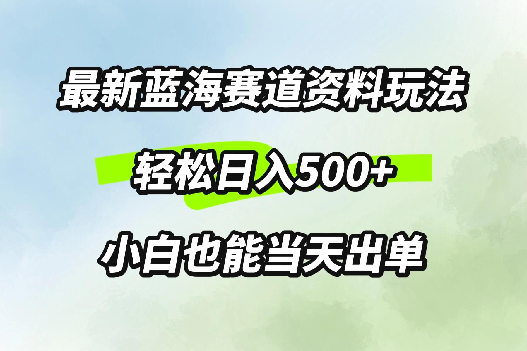 最新蓝海赛道资料玩法，轻松日入500+，小白也能当天出单-夜影资源