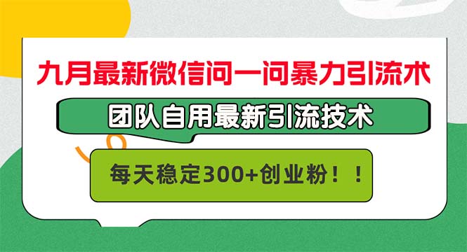 九月最新微信问一问暴力引流术，团队自用引流术，每天稳定300+创…-夜影资源