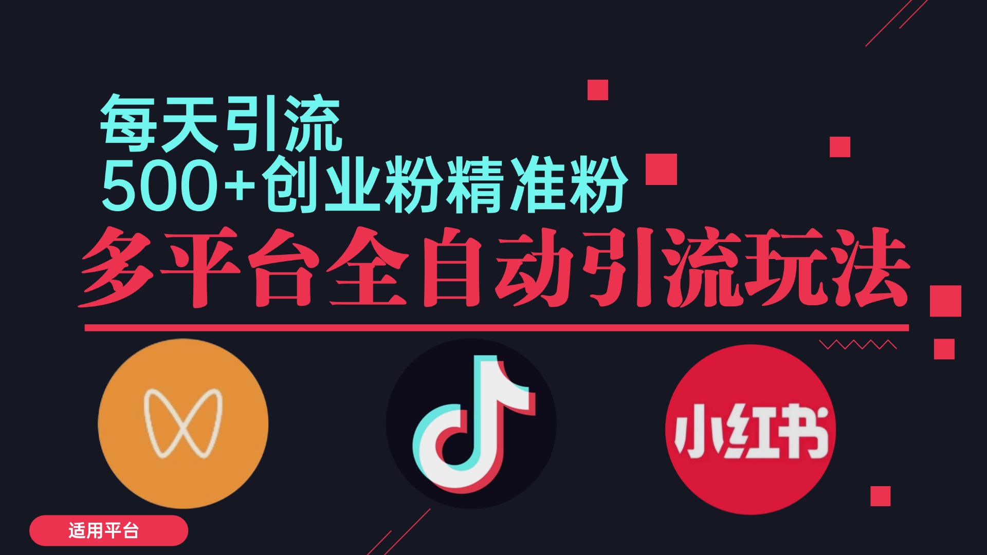 小红书抖音视频号截流自热全平台引流打法，全自动引流【日引2000+精准…-夜影资源